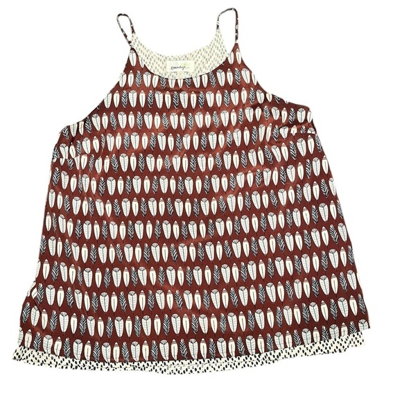 Anthropologie Tops - Porridge for Anthropologie Feather Print Layered Split Back Camisole Top Size M